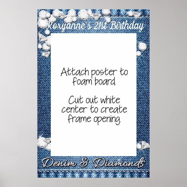 Denim and Diamonds Photo Booth Frame Prop Poster (Front)