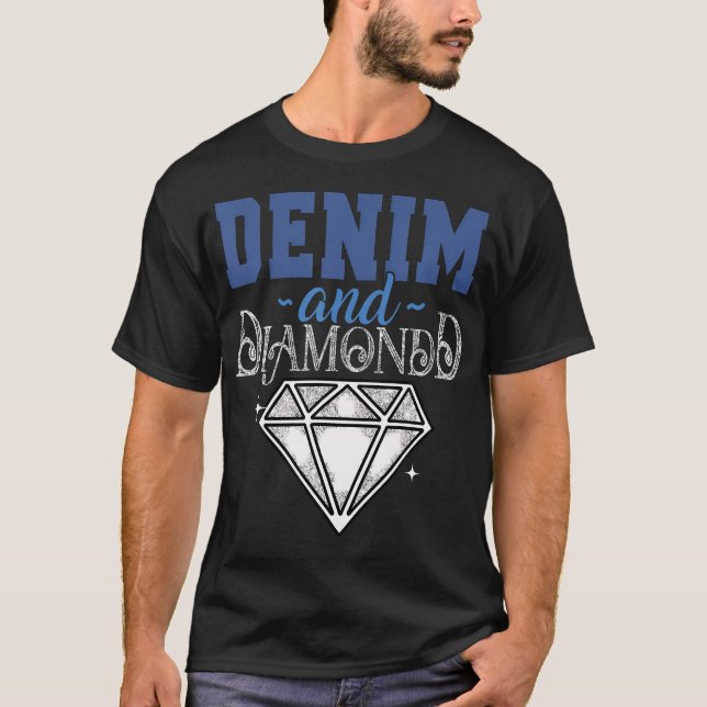 Denim And Diamonds Stylish Blue Denim T-Shirt (Front)