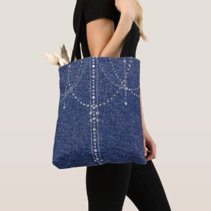 Denim and diamonds  tote bag
