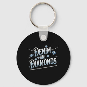 Denim And Diamonds Trendy Fashion Style Keychain