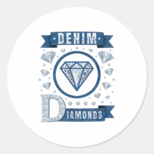 Denim and diamonds western cowgirl glam style for classic round sticker