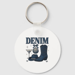 Denim And Diamonds Western Fashion Boots Bling Rod Keychain
