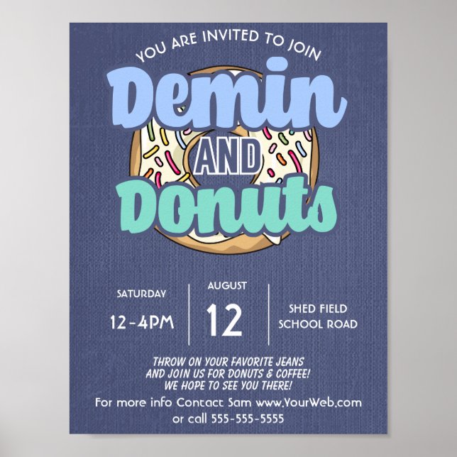 denim and doughnuts school PTO PTA fundraiser Poster (Front)