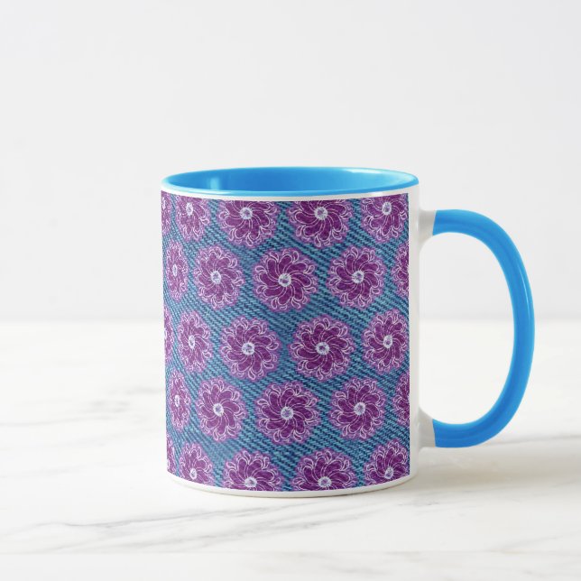 Denim and flower purple and blue mug (Right)