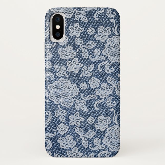 Denim and Lace Chic Glam Phone Case (Back)