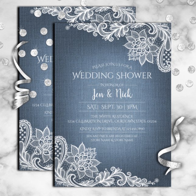 Denim and Lace Wedding Shower Invitation (Creator Uploaded)
