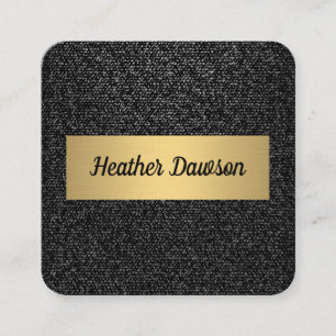 Denim and Metallic Gold Square Business Card