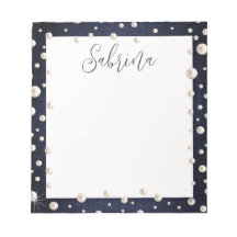 Denim and Pearls Name Notepad