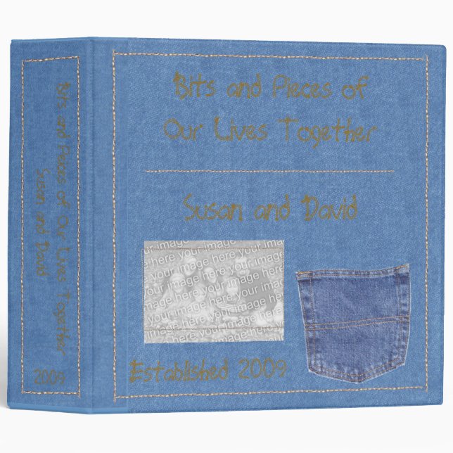 Denim and pocket photo binder (Front/Spine)