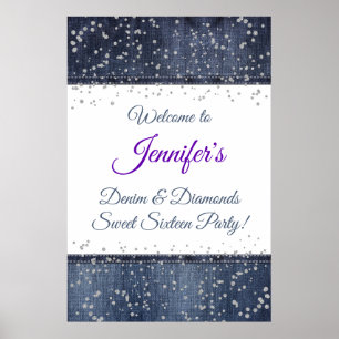 Denim and Silver Confetti Welcome Sign