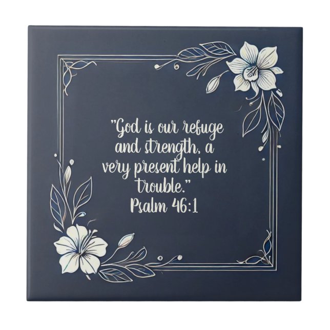 Denim and White Minimal Frame  Bible Verses  Tile (Front)