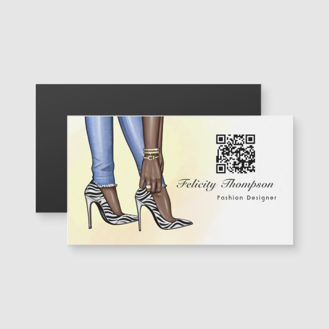 Denim and Zebra Fashion Designer QR Code (Front/Back)