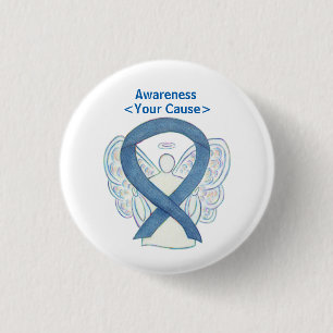 Denim Awareness Ribbon Angel Custom Button Pins