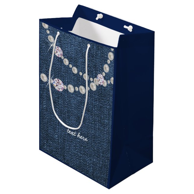 denim bag, blue denim birthday party Gift Bag (Front Angled)