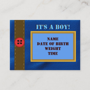 Denim Birth Announcement Card