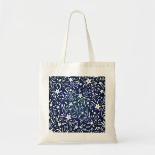 Denim Blooms: Floral Pattern Background Tote Bag