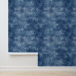 Denim Blue and Navy Watercolor Wallpaper