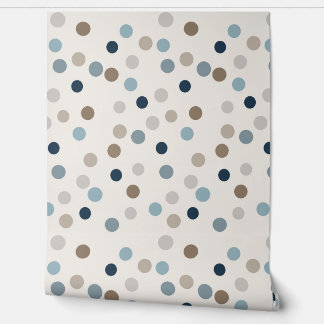 Denim Blue and Tan Dot Pattern Wallpaper