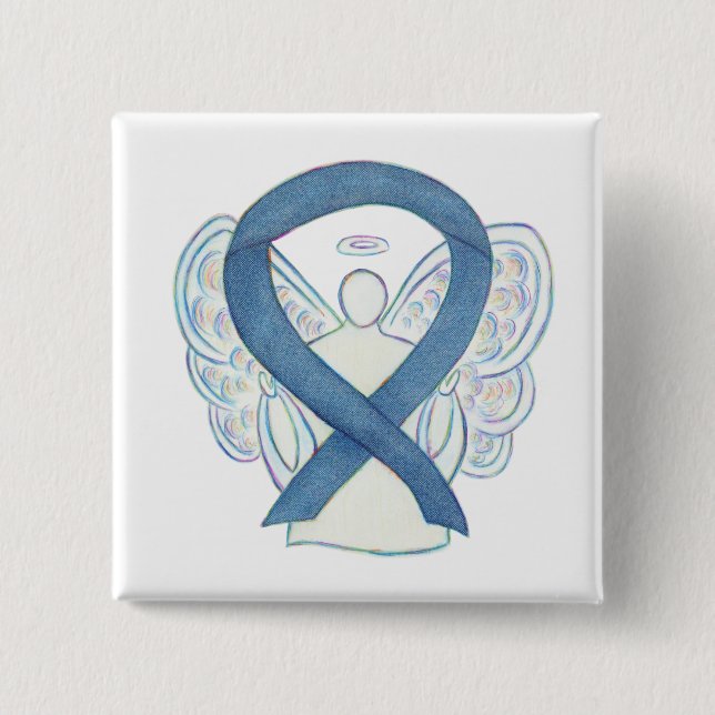 Denim Blue Angel Awareness Ribbon Custom Pins (Front)