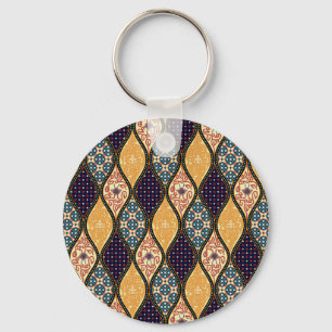 Denim Blue Art Nouveau: Seamless Keychain