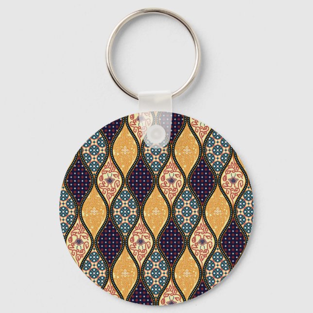Denim Blue Art Nouveau: Seamless Keychain (Front)