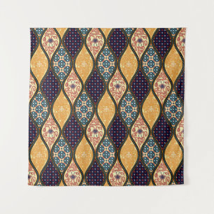 Denim Blue Art Nouveau: Seamless Tapestry