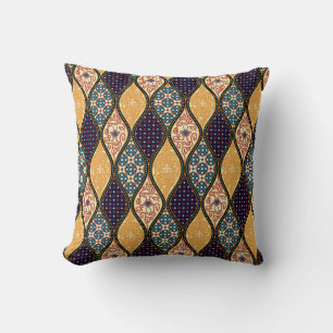 Denim Blue Art Nouveau: Seamless Throw Pillow