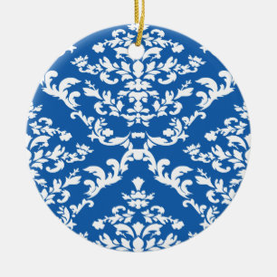 Denim Blue Bold Damask at Emporiomoffa Ceramic Ornament