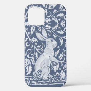 Denim Blue Bunny Rabbit Woodland Floral iPhone 12 Case