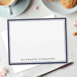 Denim Blue Classic Double Border Correspondence Card