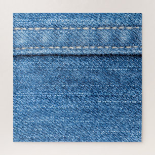 Denim Blue: Classic Jeans Texture. Jigsaw Puzzle