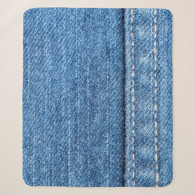 Denim Blue: Classic Jeans Texture. Sherpa Blanket (Front)