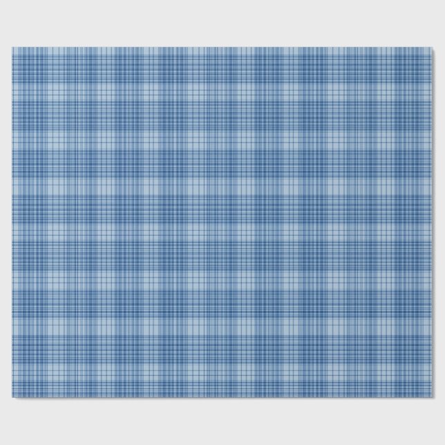Denim Blue Classic Plaid Wrapping Paper (Flat)