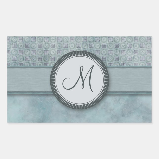 Denim Blue Coin Pattern with Monogram Sticker (Front)