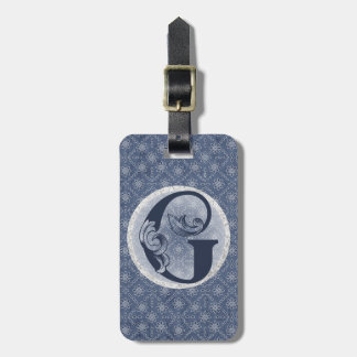 Denim Blue Decorative Monogram "G" Luggage Tag