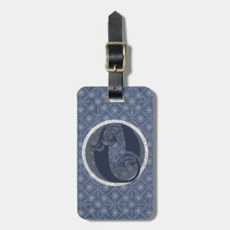 Denim Blue Decorative Monogram "Q" Luggage Tag 