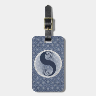 Denim Blue Decorative Monogram "S" Luggage Tag