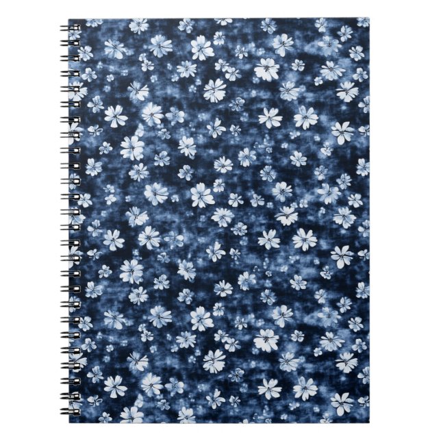 Denim Blue Flowers Notebook (Front)