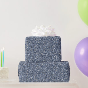 Denim Blue Glitter Birthday Wrapping Paper