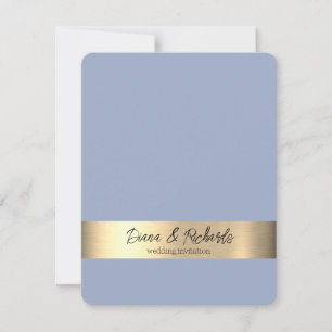 Denim Blue Gold Foil Faire-part de mariage rustiqu