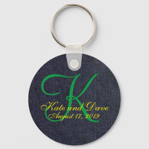 Denim Blue Jean 3d Monogram Keychain