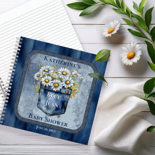 Denim Blue Jean Daisies Baby Shower Guest Book