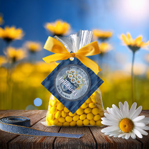 Denim Blue Jean   Daisies Floral Baby Shower Favour Tags