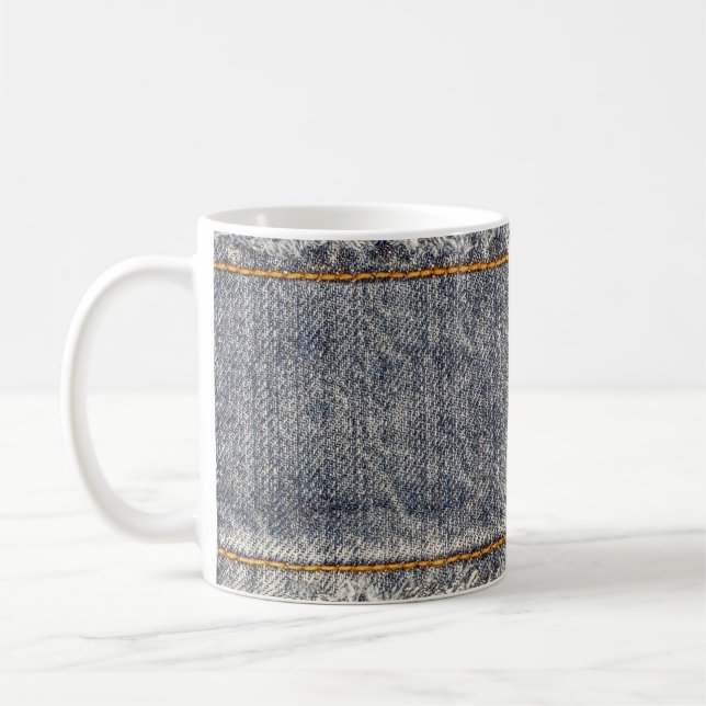 Denim Blue Jeans: Casual Double Patch Coffee Mug (Left)