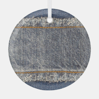 Denim Blue Jeans: Casual Double Patch Glass Ornament