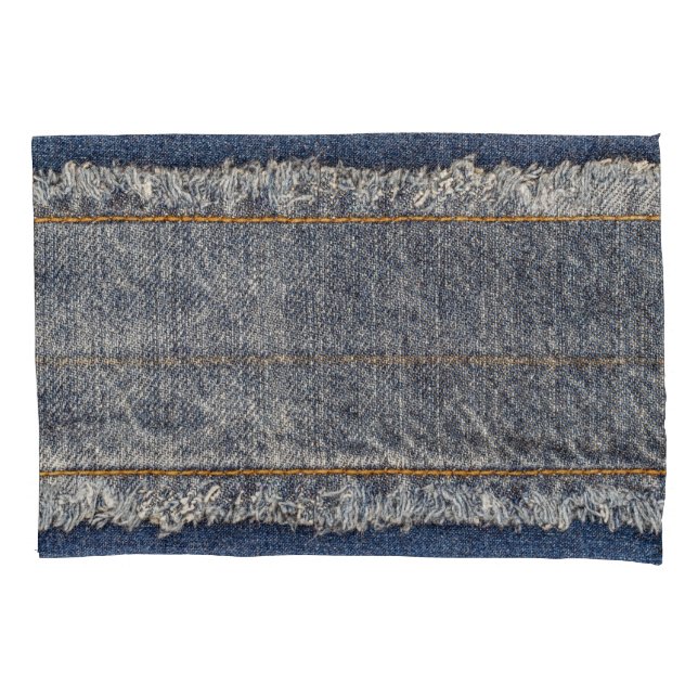 Denim Blue Jeans: Casual Double Patch Pillowcase (Front)
