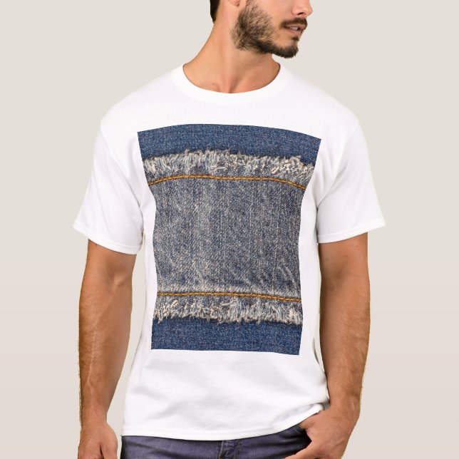 Denim Blue Jeans: Casual Double Patch T-Shirt (Front)
