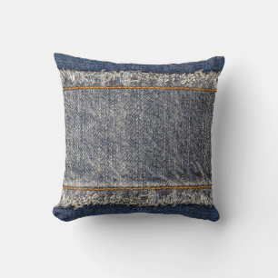 Denim Blue Jeans: Casual Double Patch Throw Pillow