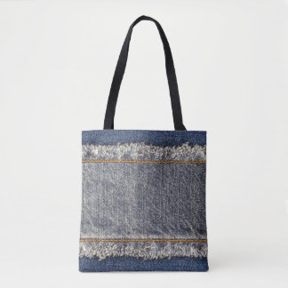 Denim Blue Jeans: Casual Double Patch Tote Bag
