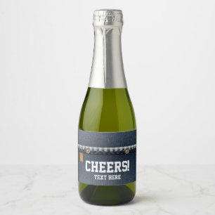 denim, blue jeans, cowboy, western sparkling wine label